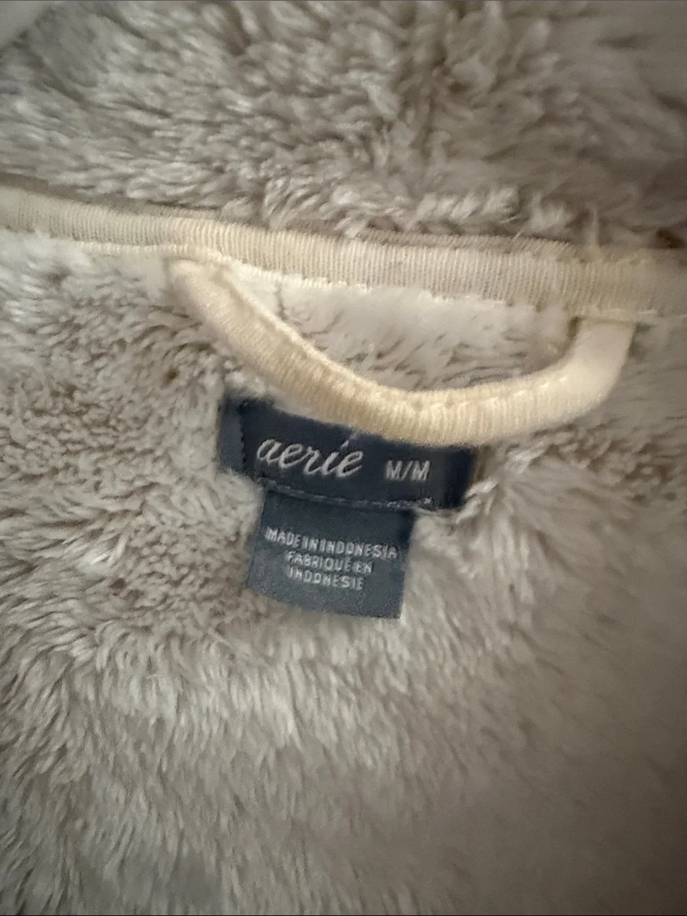 aerie Plush Shawl-Collar Teddy Jacket - Cream
